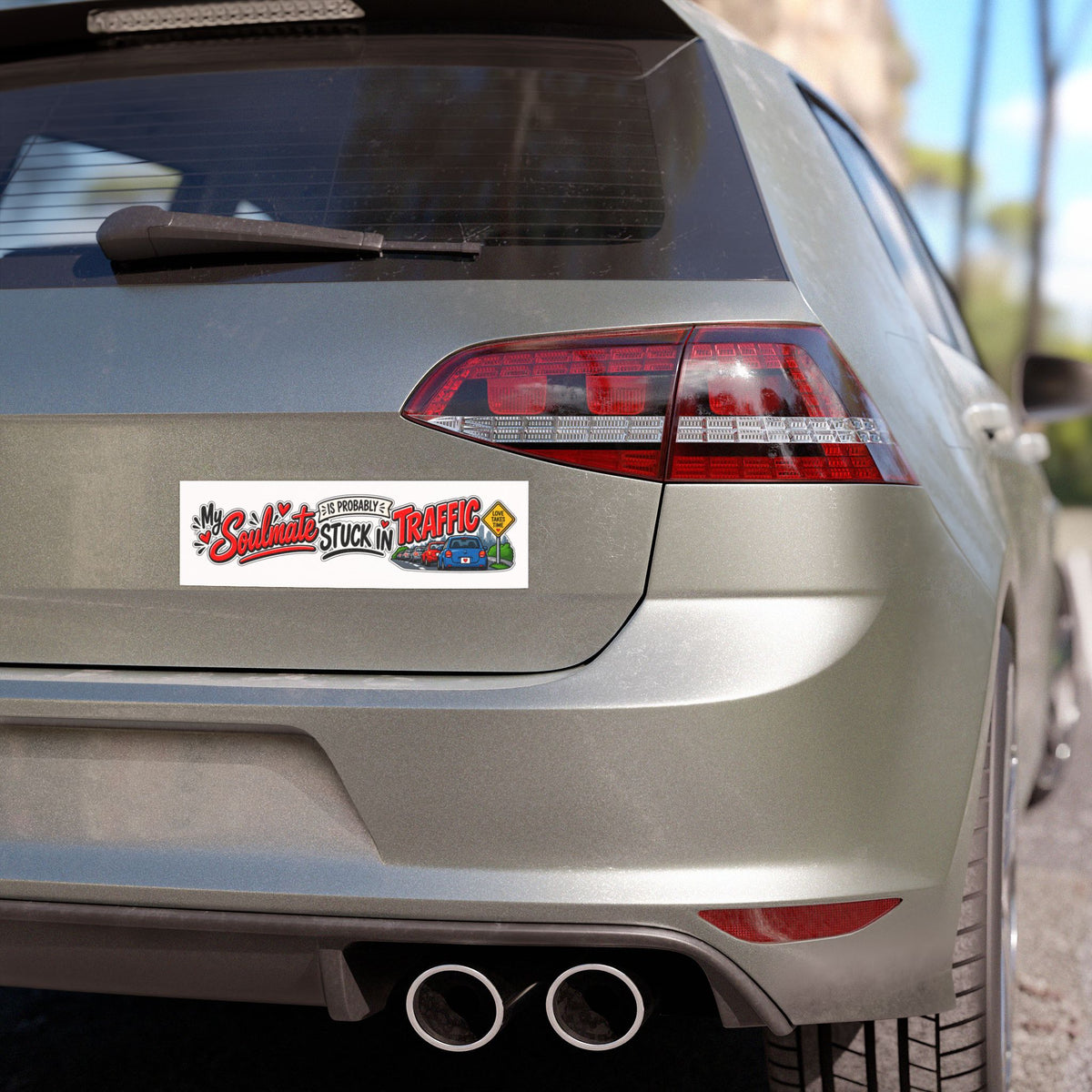 "My Soulmate Is Probably Stuck in Traffic" Car Magnet — product photo 2 | The ClawMark Store