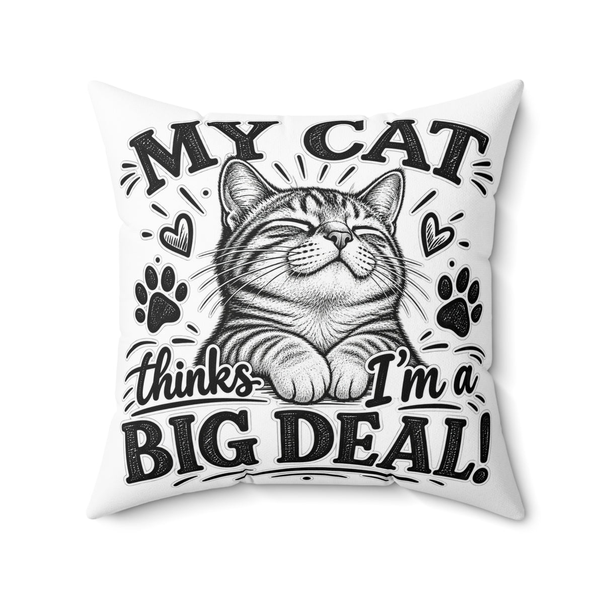 My Cat Thinks I’m a Big Deal — Cute Cat Accent Pillow — 20" × 20" | The ClawMark Store