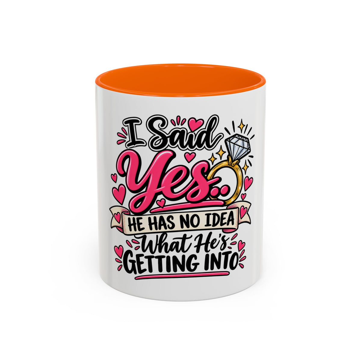 "I Said Yes" Engagement Proposal Mug — Orange, 11oz | The ClawMark Store