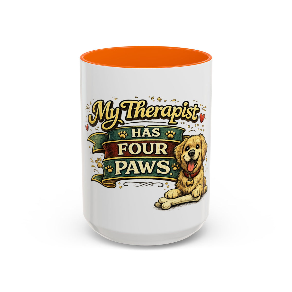 My Therapist Has Four Paws — Coffee Mug (11oz, 15oz) — 15oz, Orange | The ClawMark Store