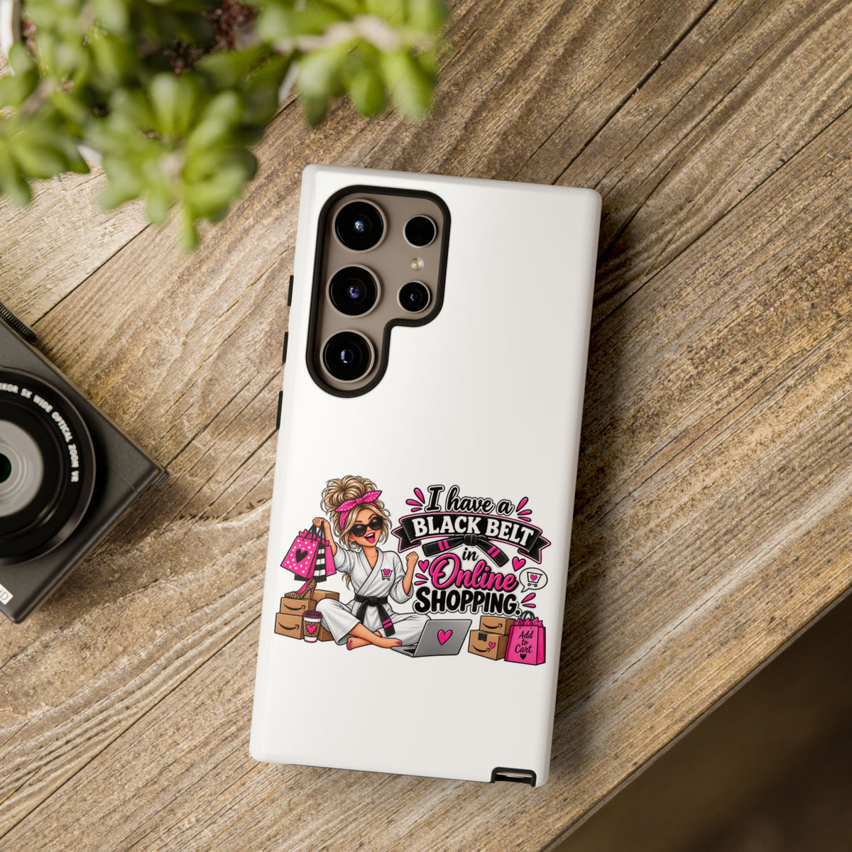 Phone Case — "I Have a Black Belt in Online Shopping" Cute Shopper Design — The ClawMark Store