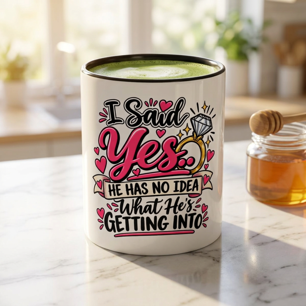 "I Said Yes" Engagement Proposal Mug — Black, 11oz | The ClawMark Store