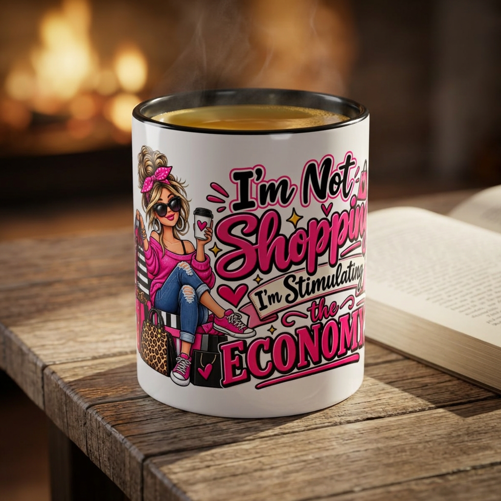 "I'm Not Shopping, I'm Stimulating the Economy" Mug (11oz, 15oz) — Black, 11oz | The ClawMark Store