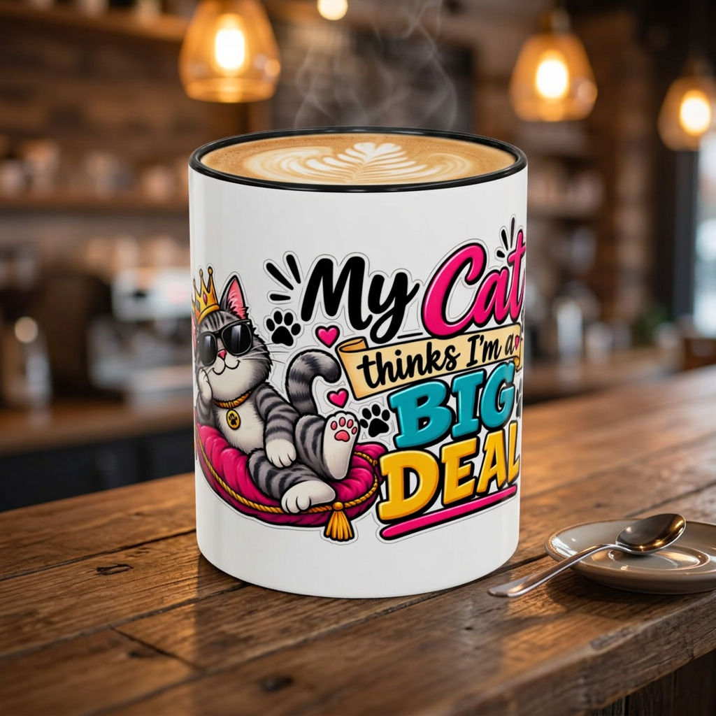 "My Cat Thinks I’m a Big Deal" Coffee Mug (11oz, 15oz) — Black, 11oz | The ClawMark Store