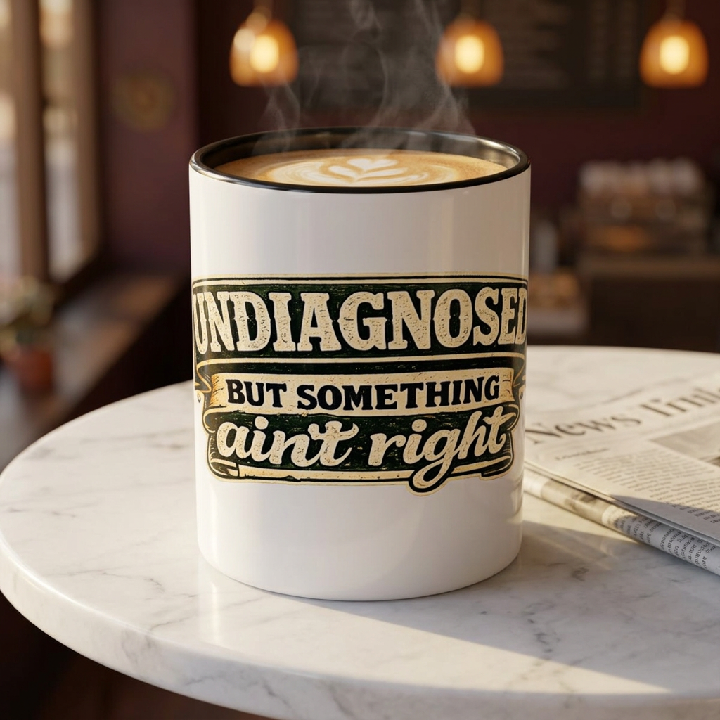 'Undiagnosed but Something Ain't Right' Accent Mug (11oz, 15oz) — Black, 11oz | The ClawMark Store