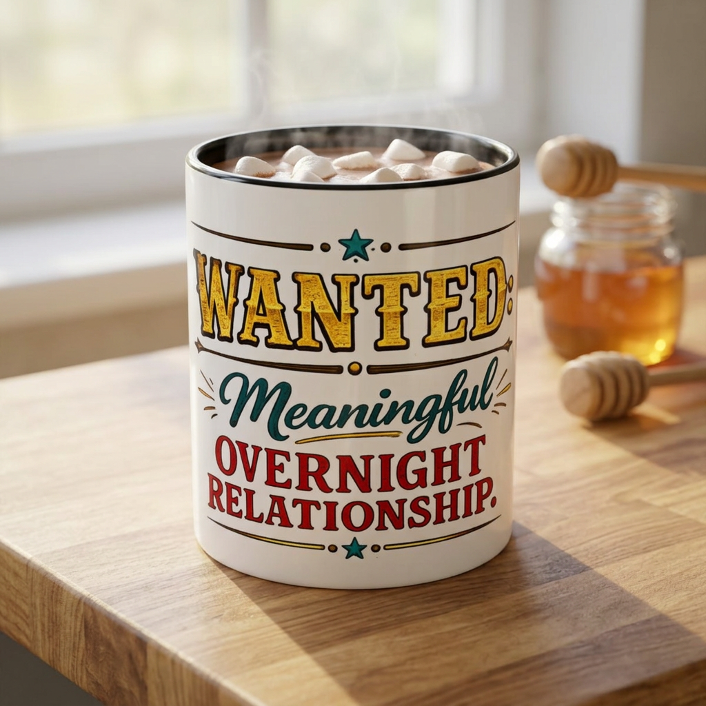 Wanted: Meaningful Overnight Relationship — Coffee Mug — Black, 11oz | The ClawMark Store