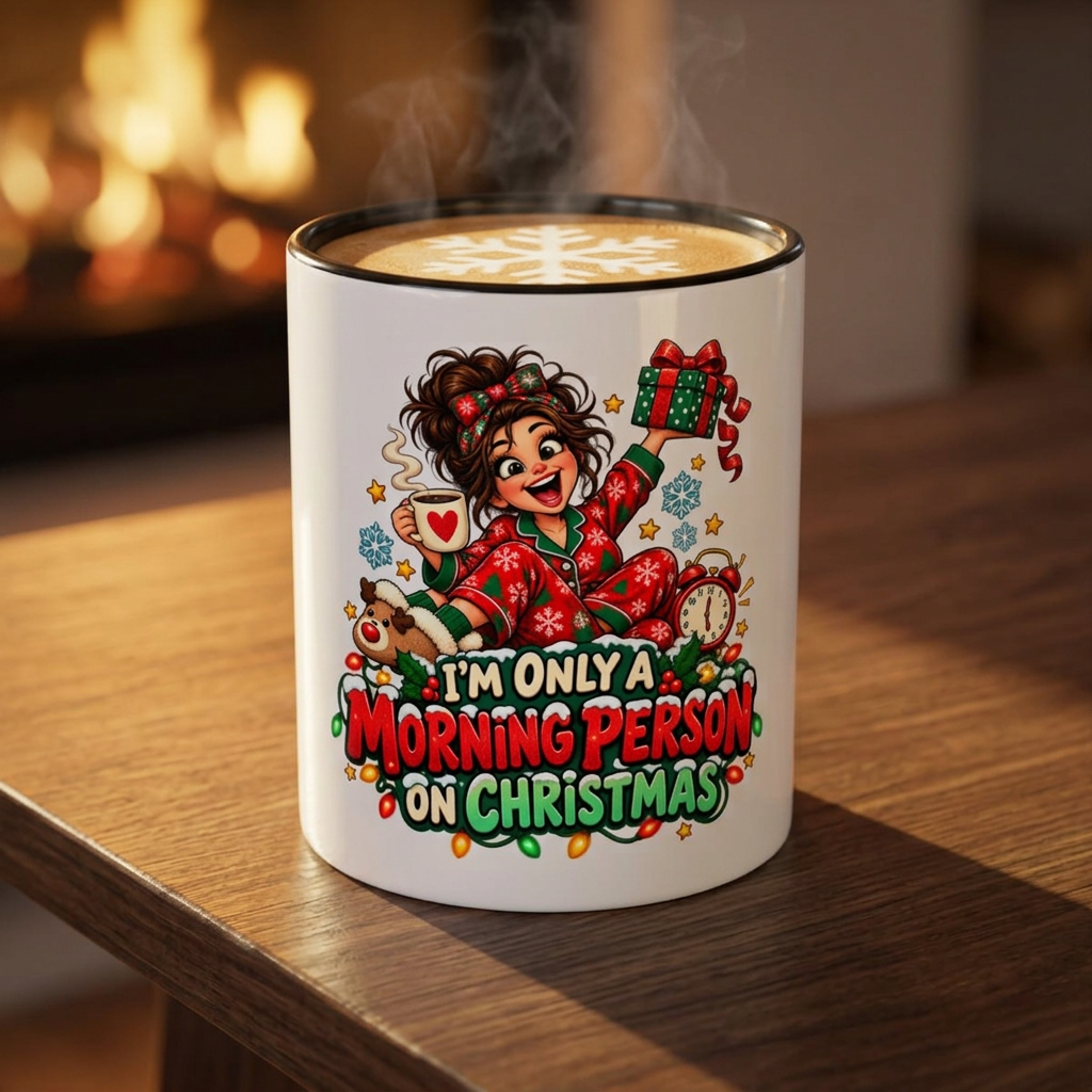 Christmas Coffee Mug - "I'm Only a Morning Person on Christmas" Holiday Gift Mug (11/15oz)