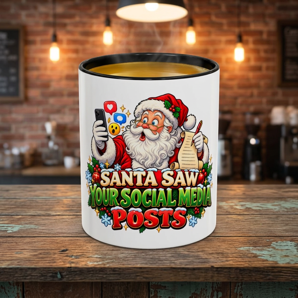 Santa Saw Your Social Media Posts Coffee Mug
