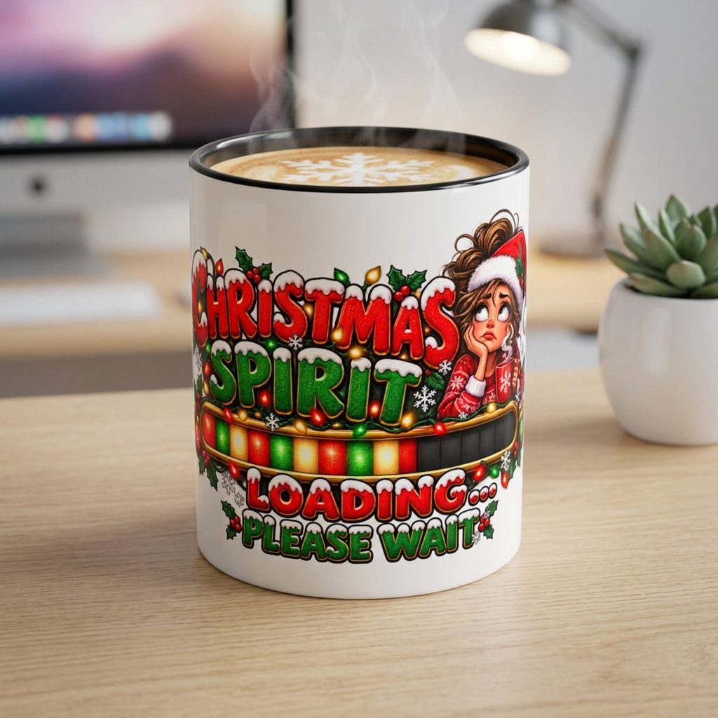 Christmas Spirit Loading Coffee Mug — Funny Holiday Accent Mug (11/15oz)