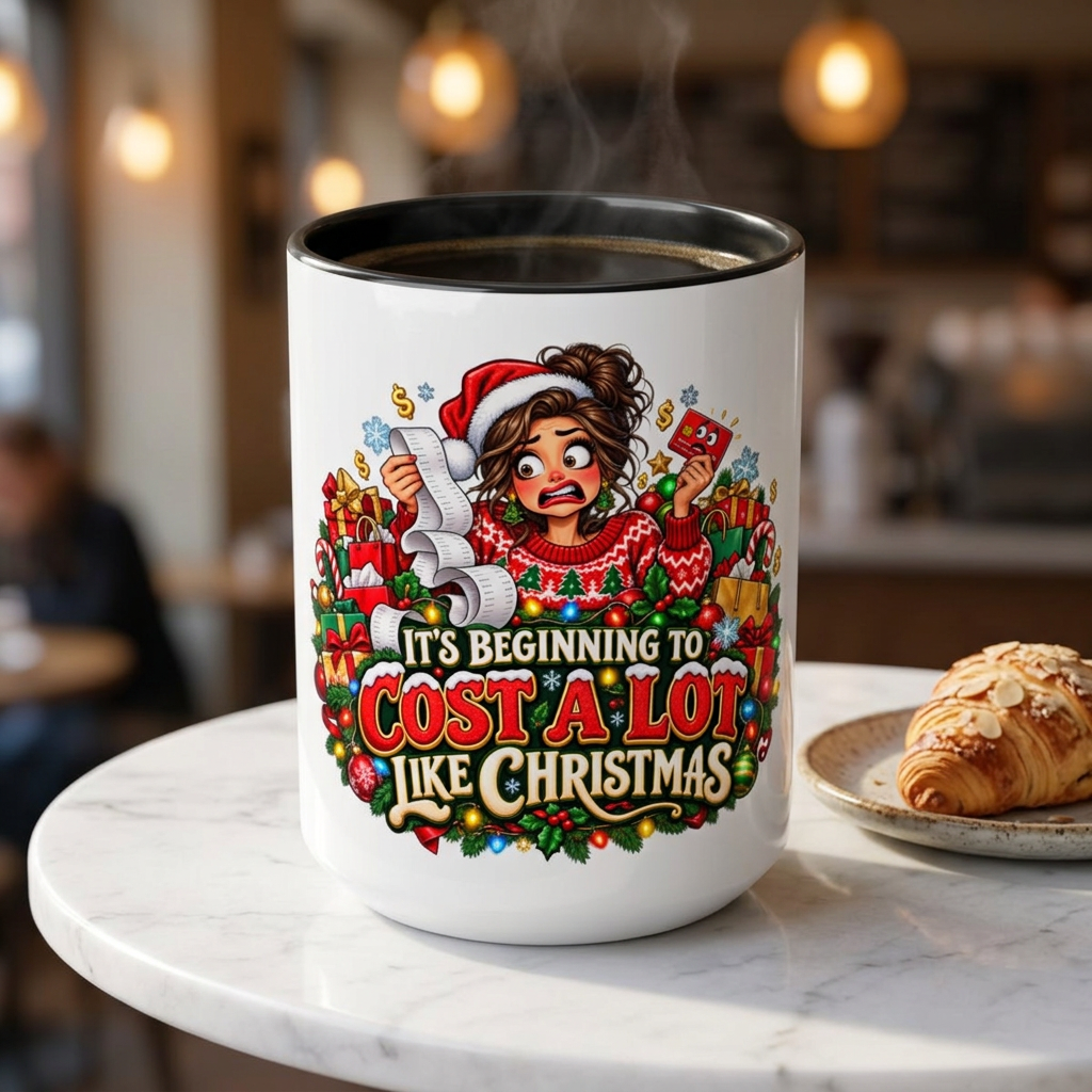 Christmas Coffee Mug — "It's Beginning to Cost a Lot Like Christmas" Holiday Gift