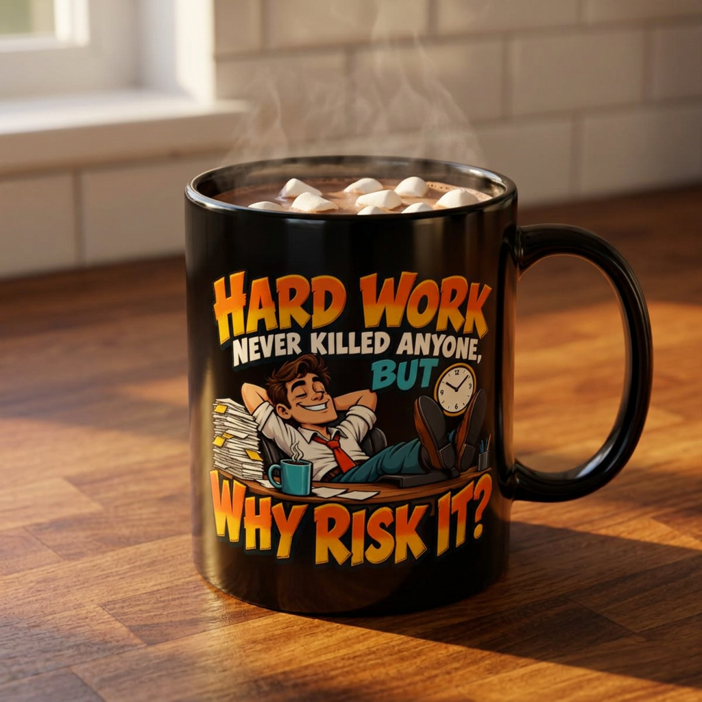 Hard Work Never Killed Anyone But Why Risk It — Funny Black Coffee Mug