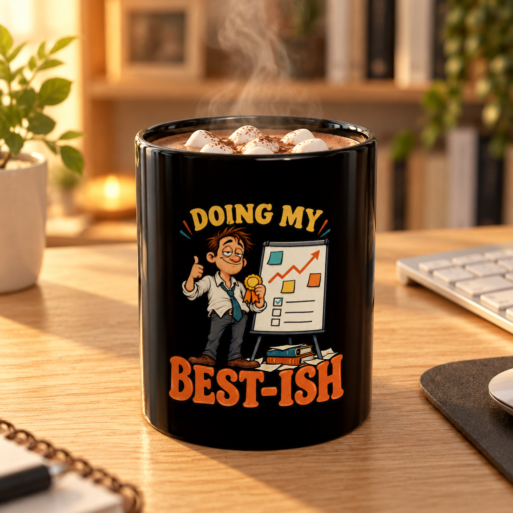 Doing My Best-ish Black Coffee Mug — Funny Motivational Office Gift