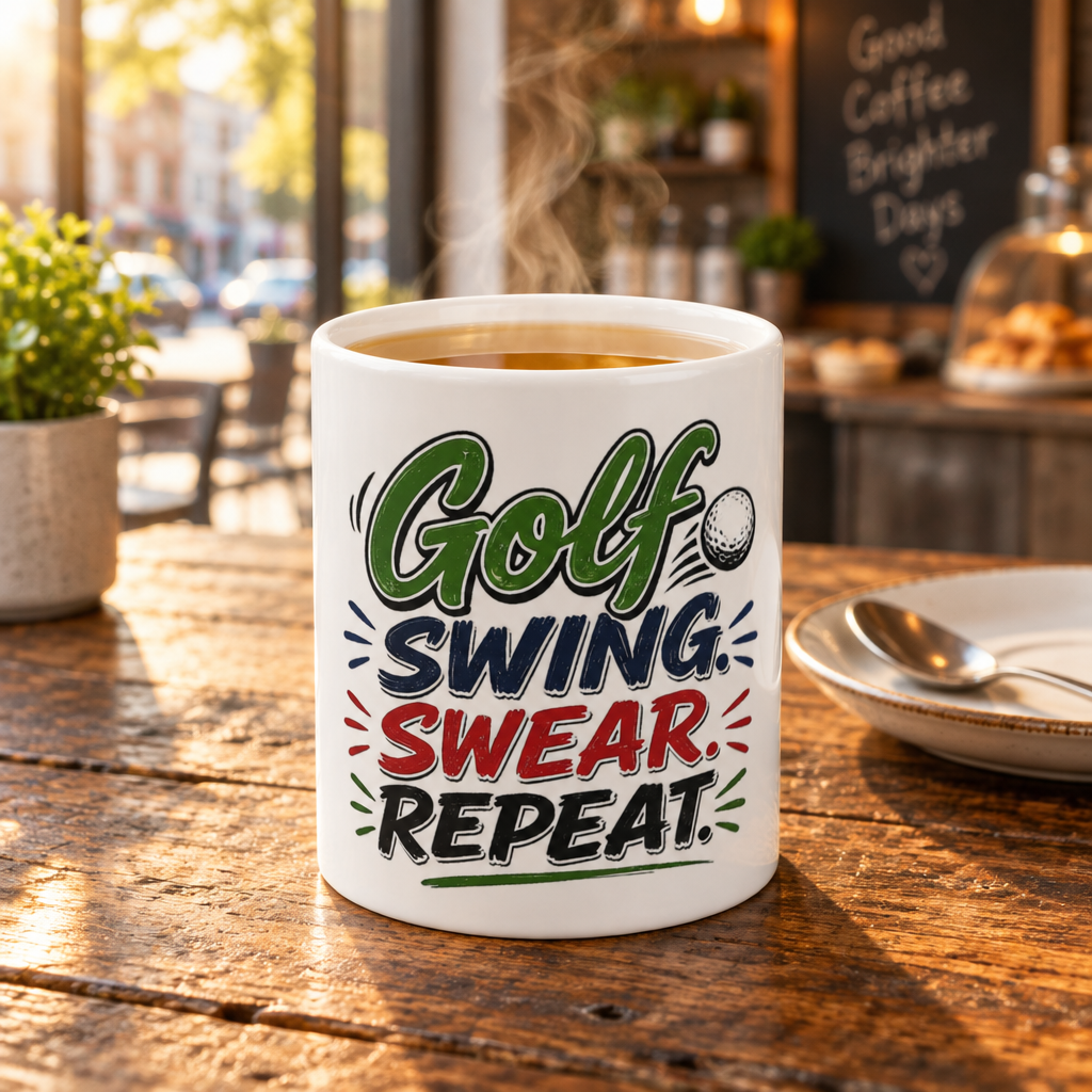 Golf - Swing, Swear, Repeat — Coffee Mug