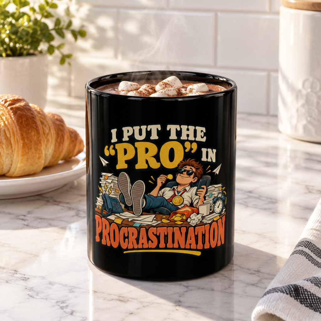 Black Mug – “I Put the Pro in Procrastination” Funny Office Gift