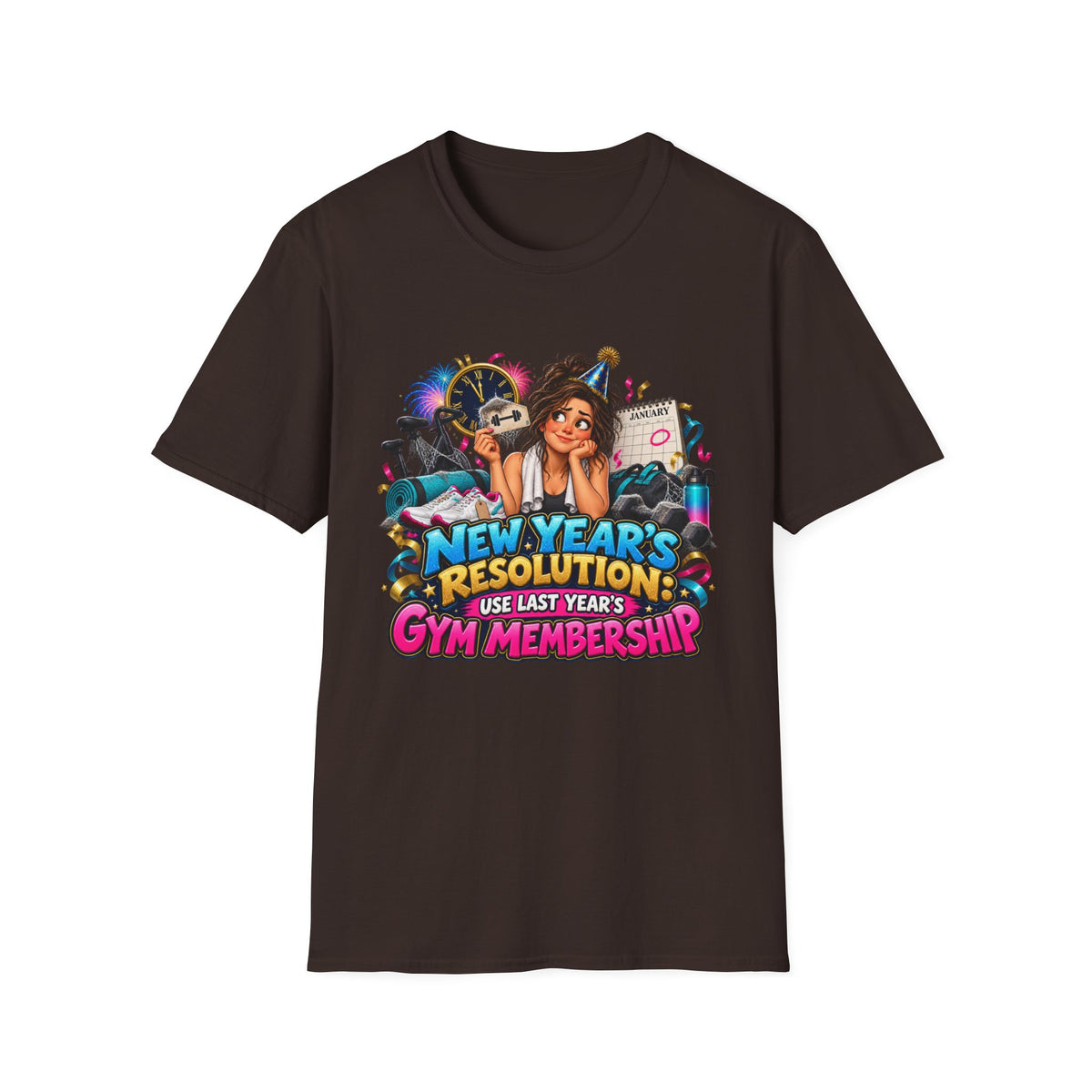 New Year’s Resolution T-Shirt — “Use Last Year’s Gym Membership” Funny Fitness Tee