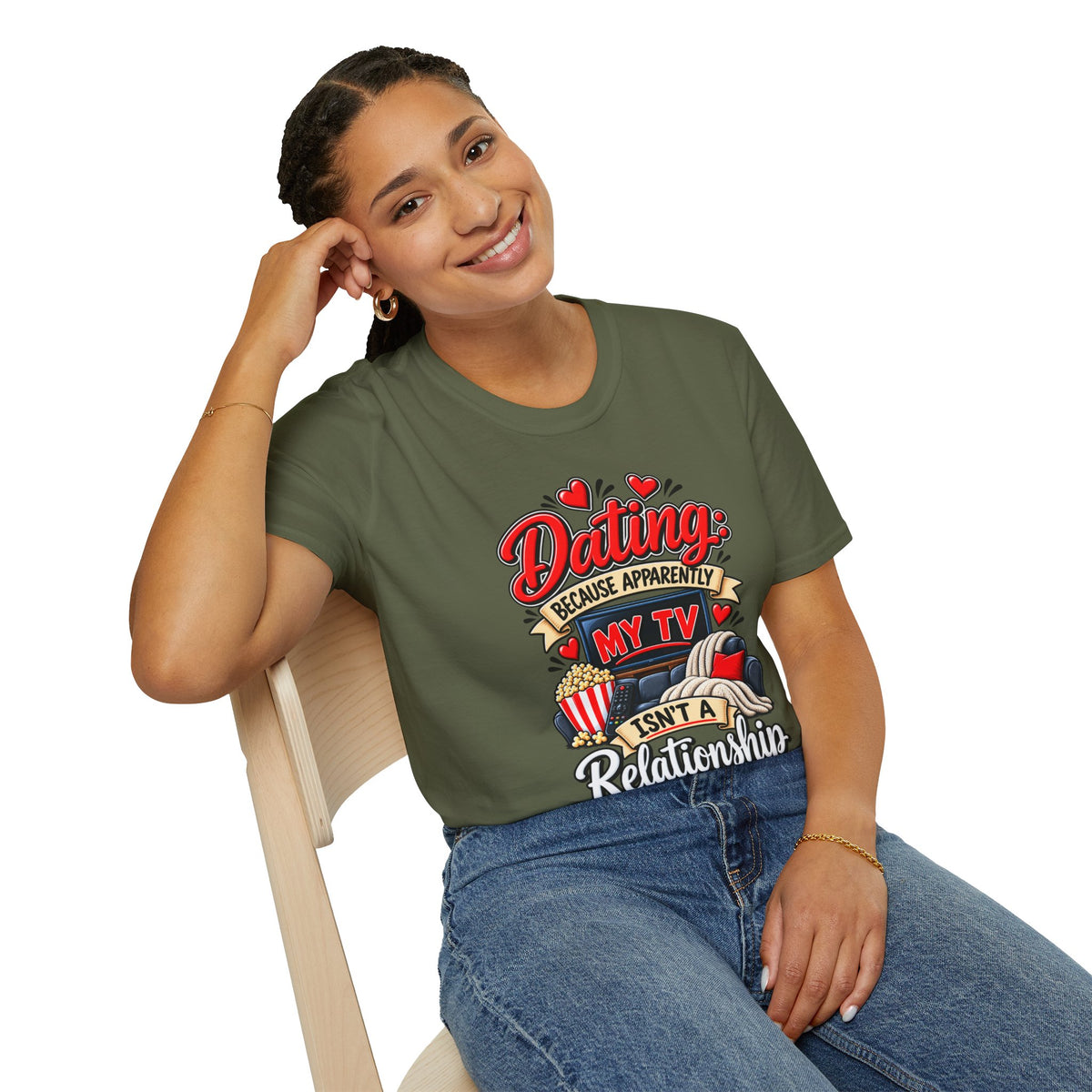 "Dating: Because Apparently My TV Isn’t a Relationship" T-Shirt — product photo 4 | The ClawMark Store