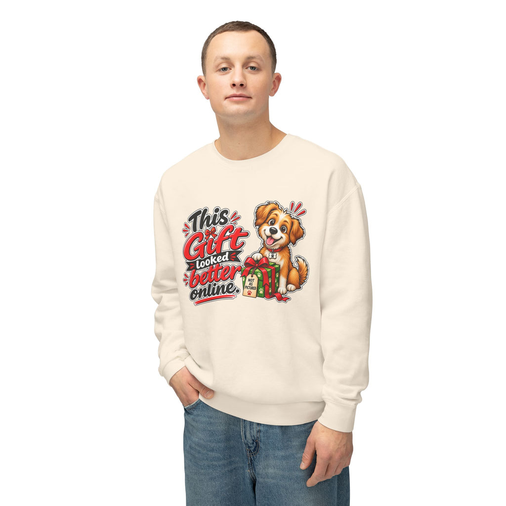 "This Gift Looked Better Online" Holiday Puppy Sweatshirt — product photo 3 | The ClawMark Store