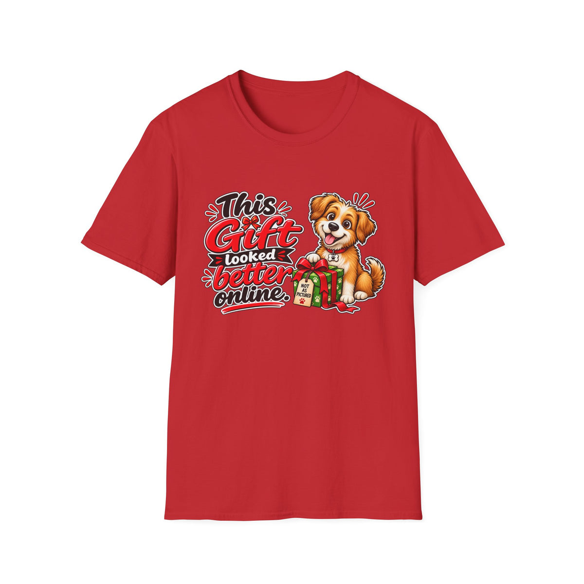 This Gift Looked Better Online — Puppy Graphic T-Shirt — Red, S | The ClawMark Store