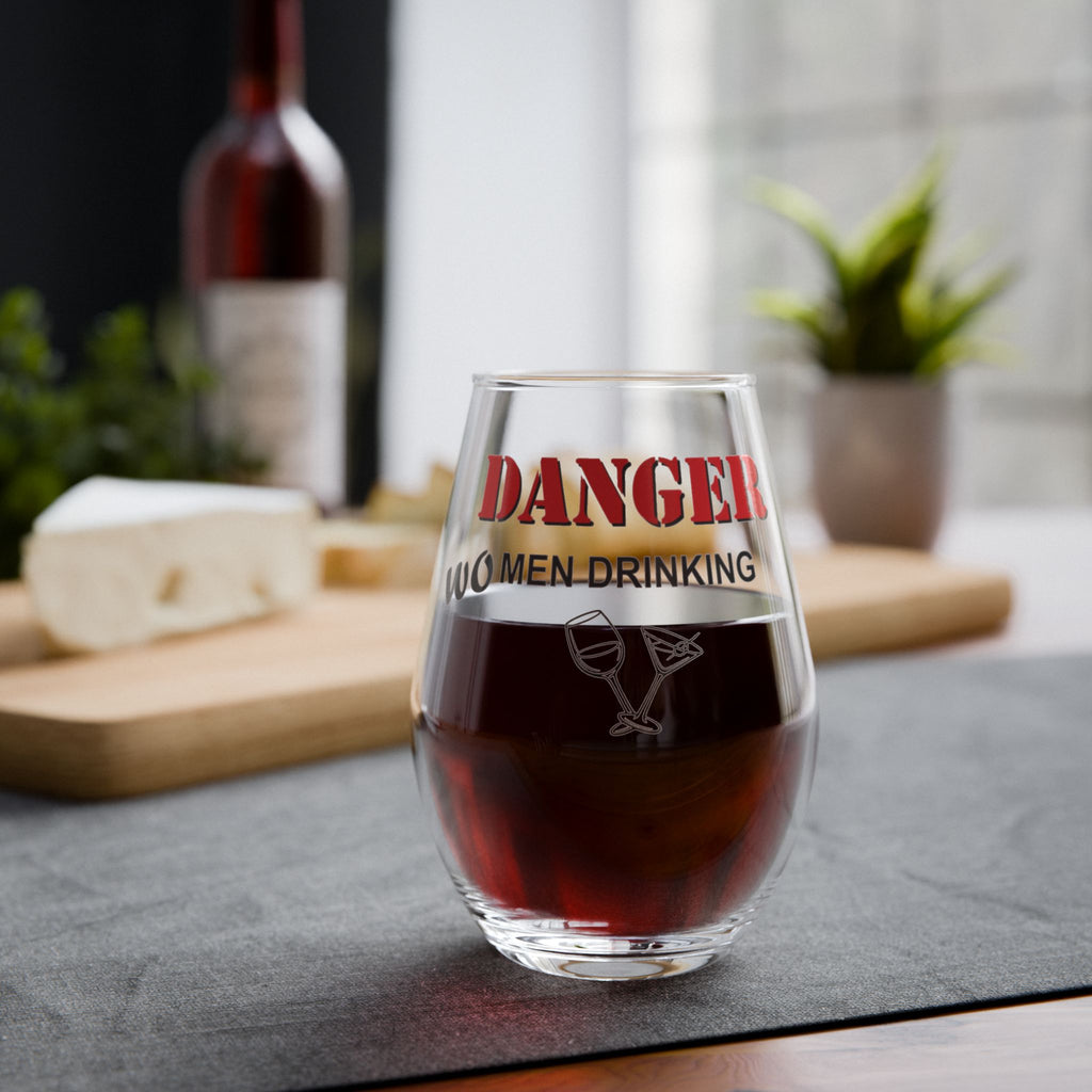 Danger Wo Men Drinking | stemless wine glass