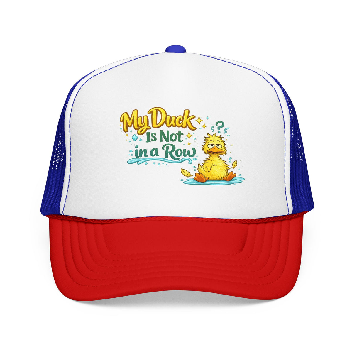 My Duck Is Not A Row — Ball Cap — Red, White, Royal | The ClawMark Store