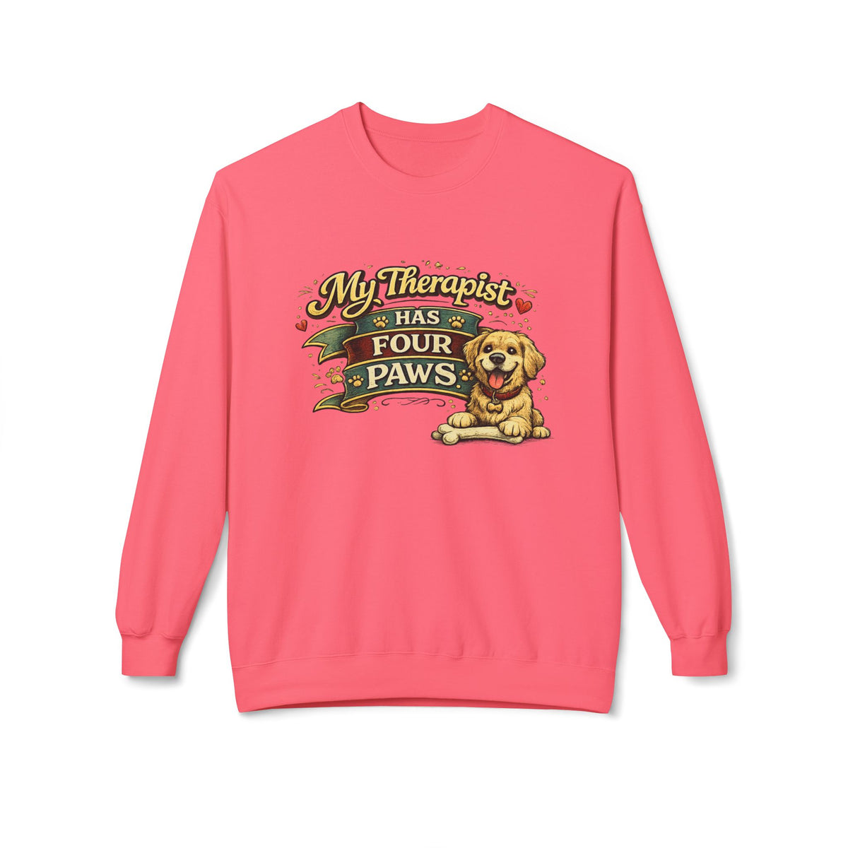 My Therapist Has Four Paws — Sweatshirt — Pink Lemonade, S | The ClawMark Store