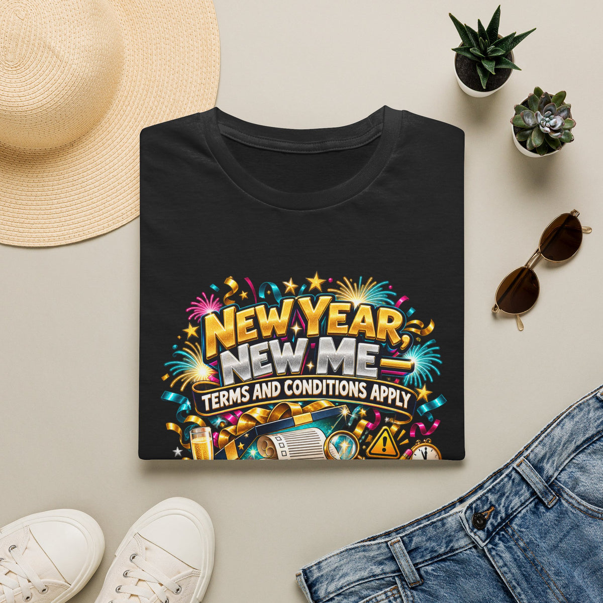 New Year, New Me T-Shirt — "Terms and Conditions Apply" Funny NYE Graphic Tee