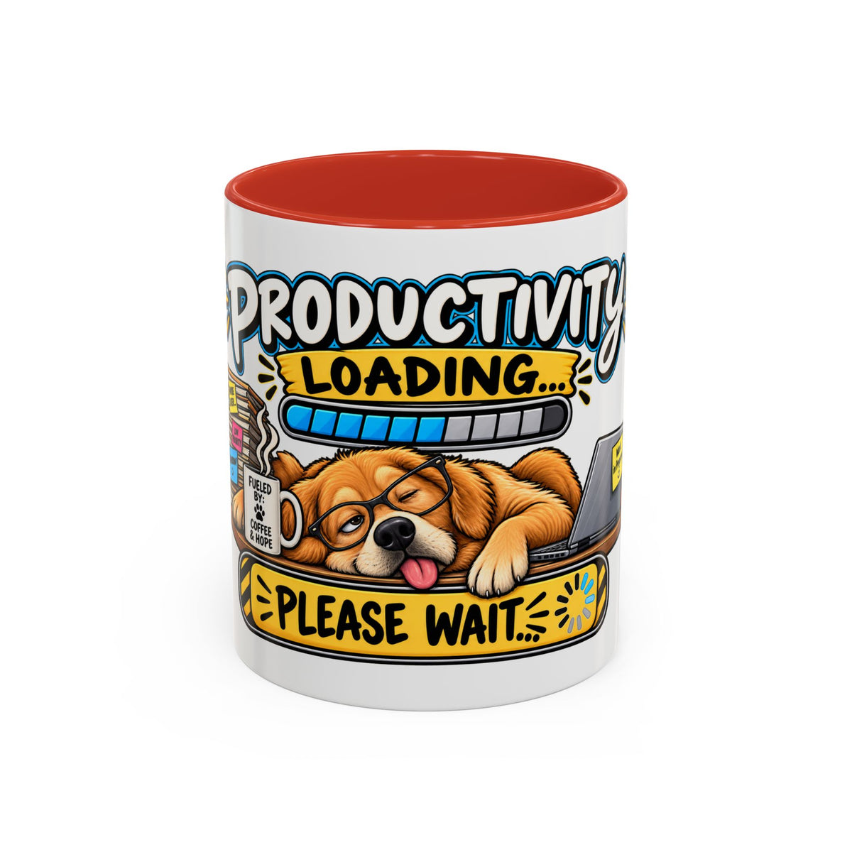 "Productivity Loading... Please Wait" Office Mug (11oz, 15oz) — Red, 11oz | The ClawMark Store