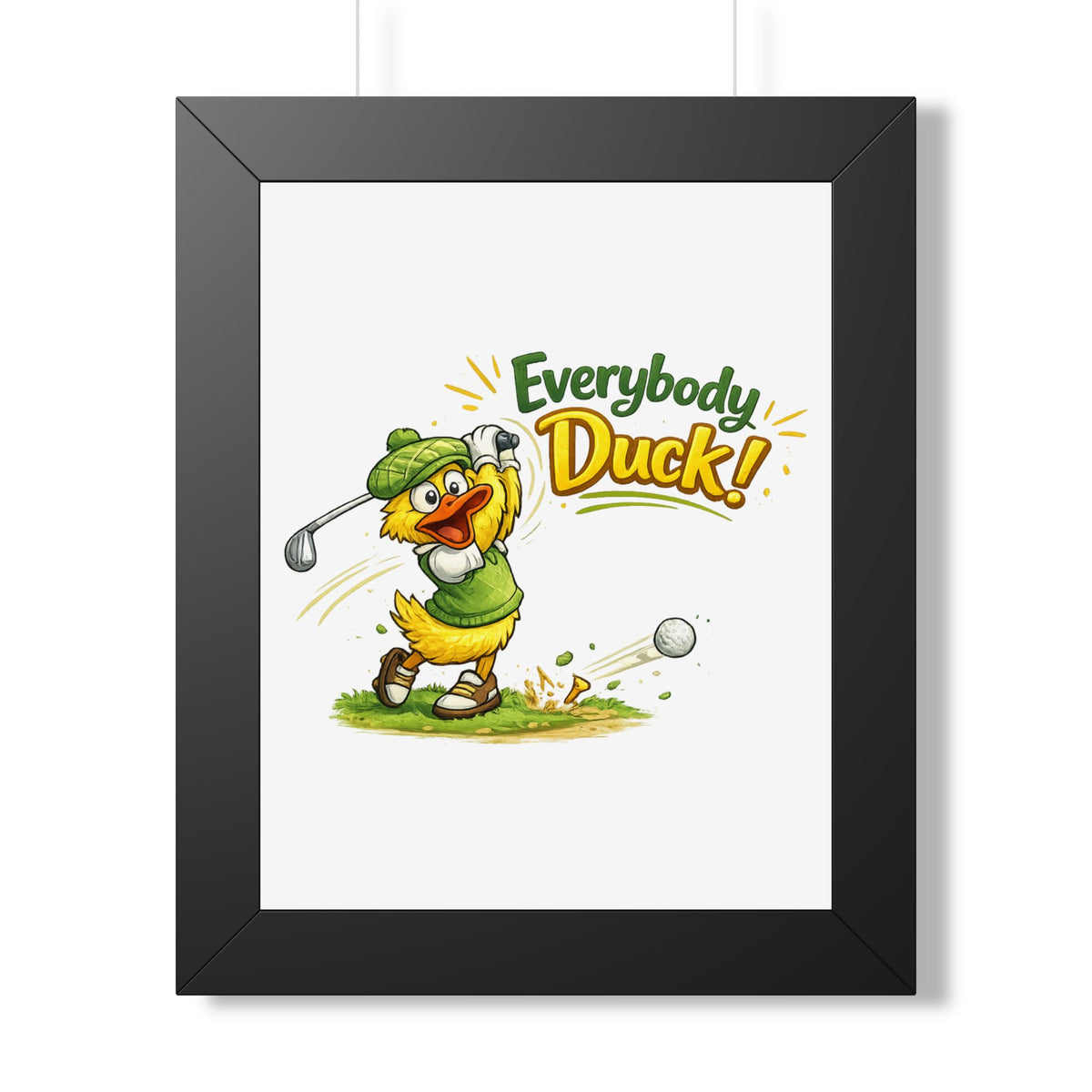 Everybody Duck! Golf Duck Framed Poster — Black, 11" x 14" | The ClawMark Store