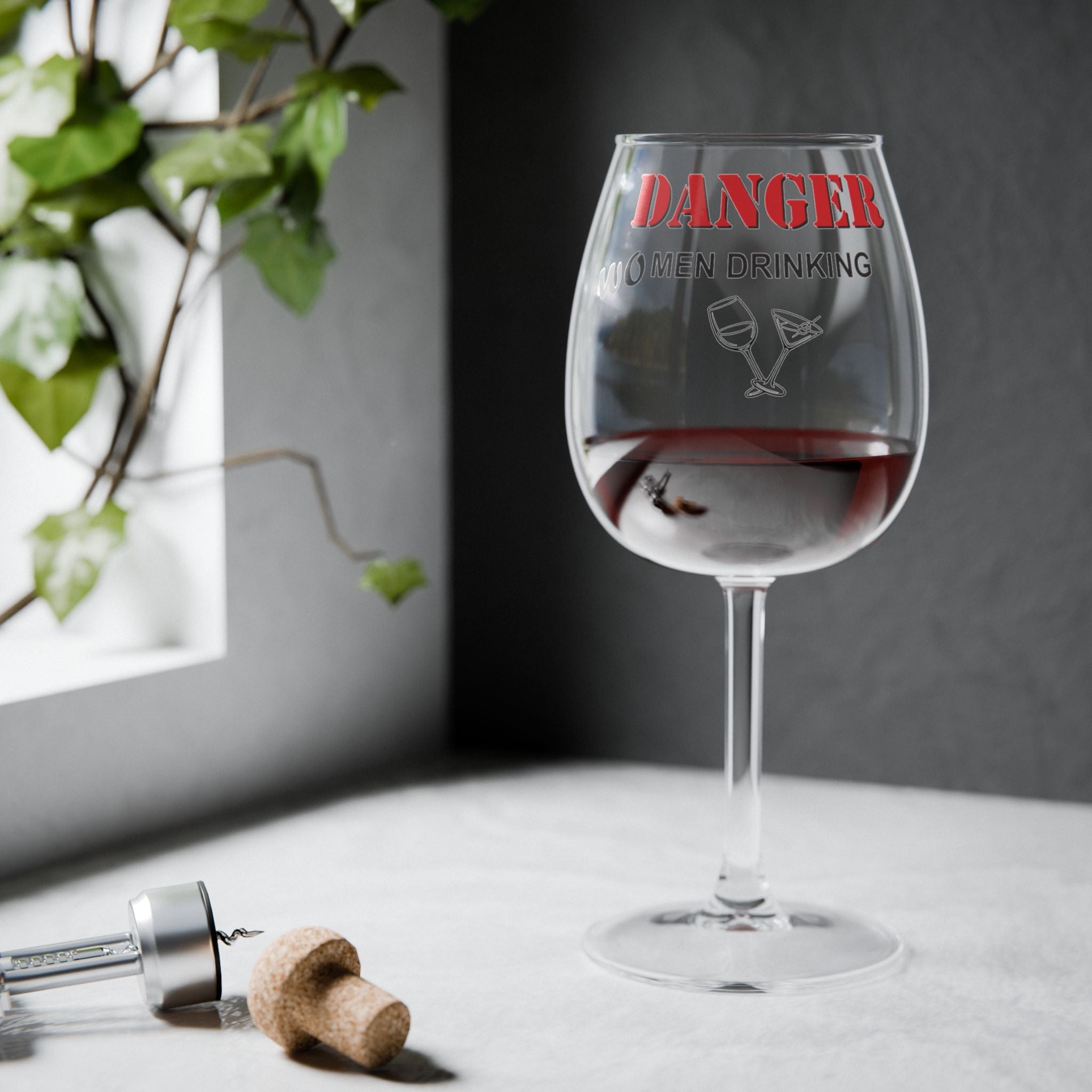Danger Wo Men Drinking wine glass | 12oz stemmed wineglass