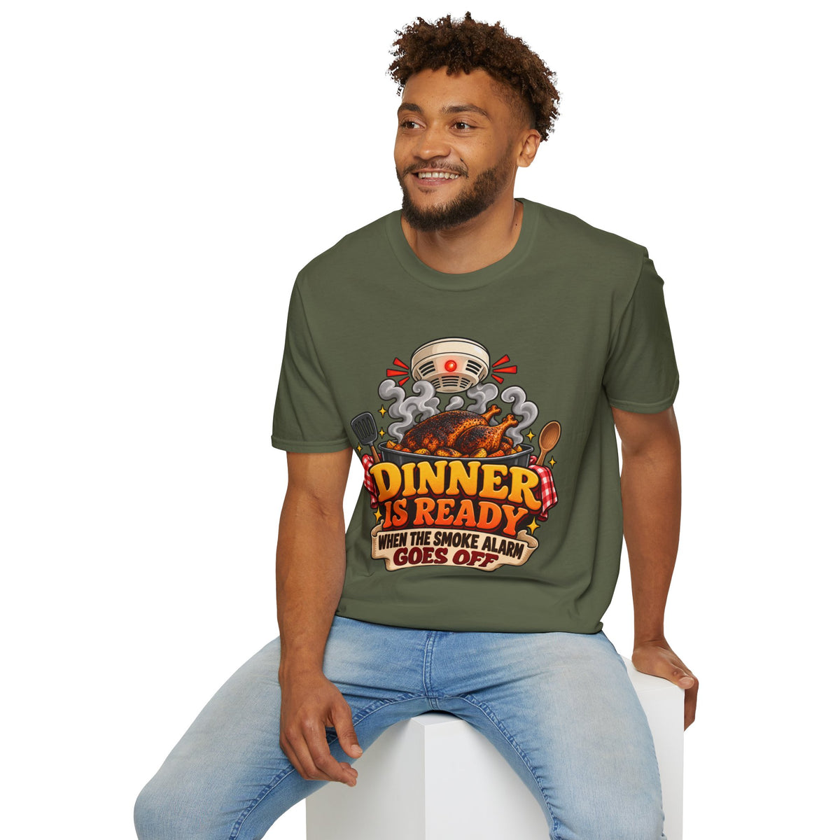 Dinner Is Ready T-Shirt — Funny Smoke Alarm Cooking Graphic Tee