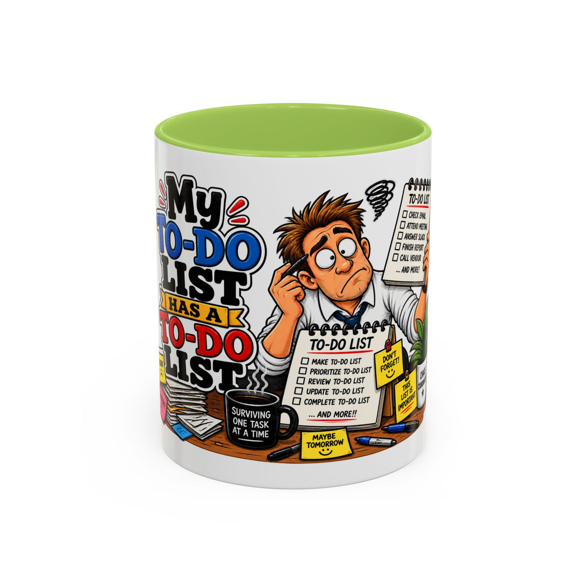 "My To-Do List Has a To-Do List" — Coffee Mug (11oz, 15oz) — 11oz, Light Green | The ClawMark Store