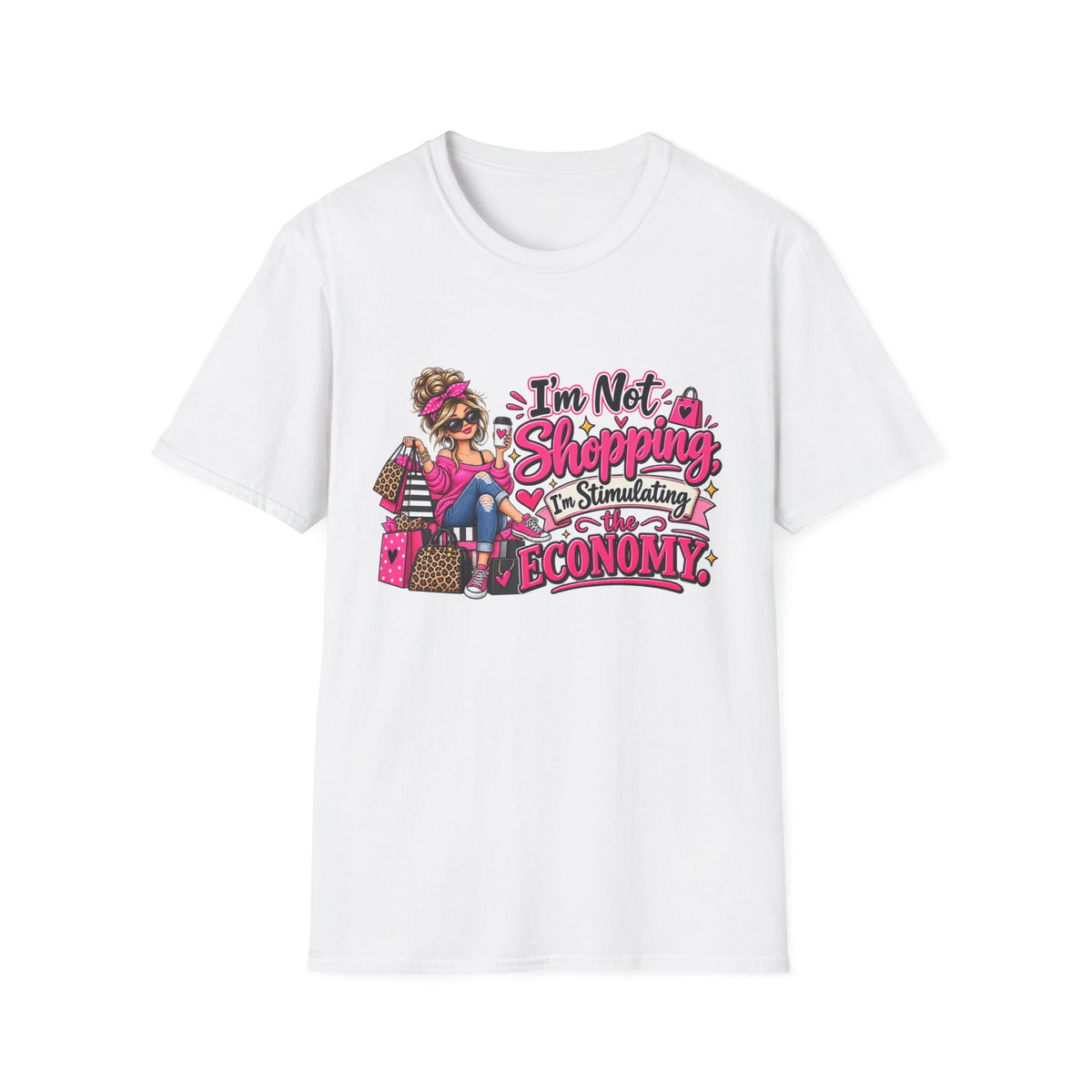 I'm Not Shopping, I'm Stimulating the Economy — T-Shirt — S, White | The ClawMark Store