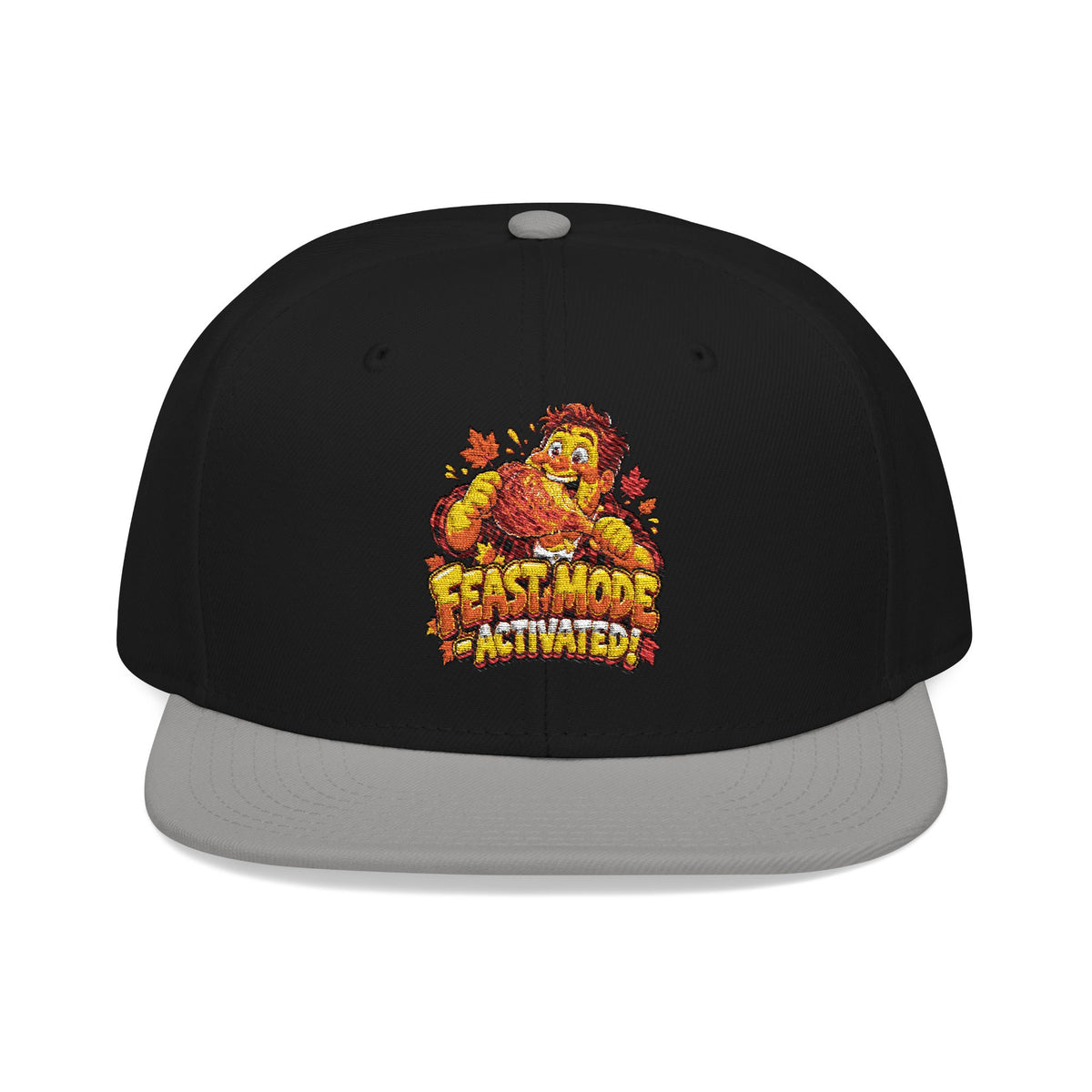 Embroidered Flame Crown Snapback Hat — Streetwear Trucker Cap