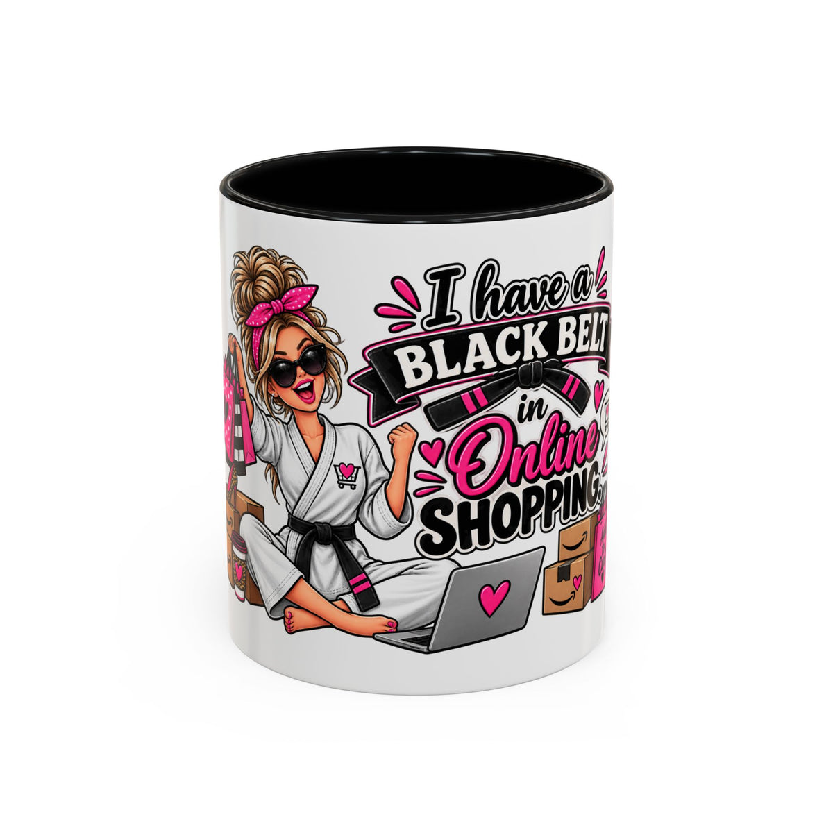 "I Have a Black Belt in Online Shopping" Accent Mug — product photo 1 | The ClawMark Store