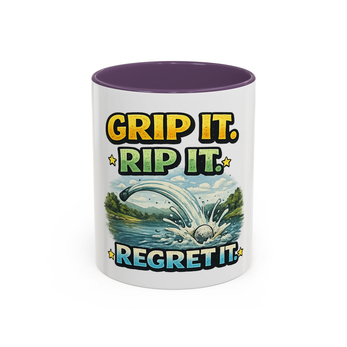Grip It, Rip It, Regret It — Golf Coffee Mug (11oz, 15oz) — 11oz, Purple | The ClawMark Store