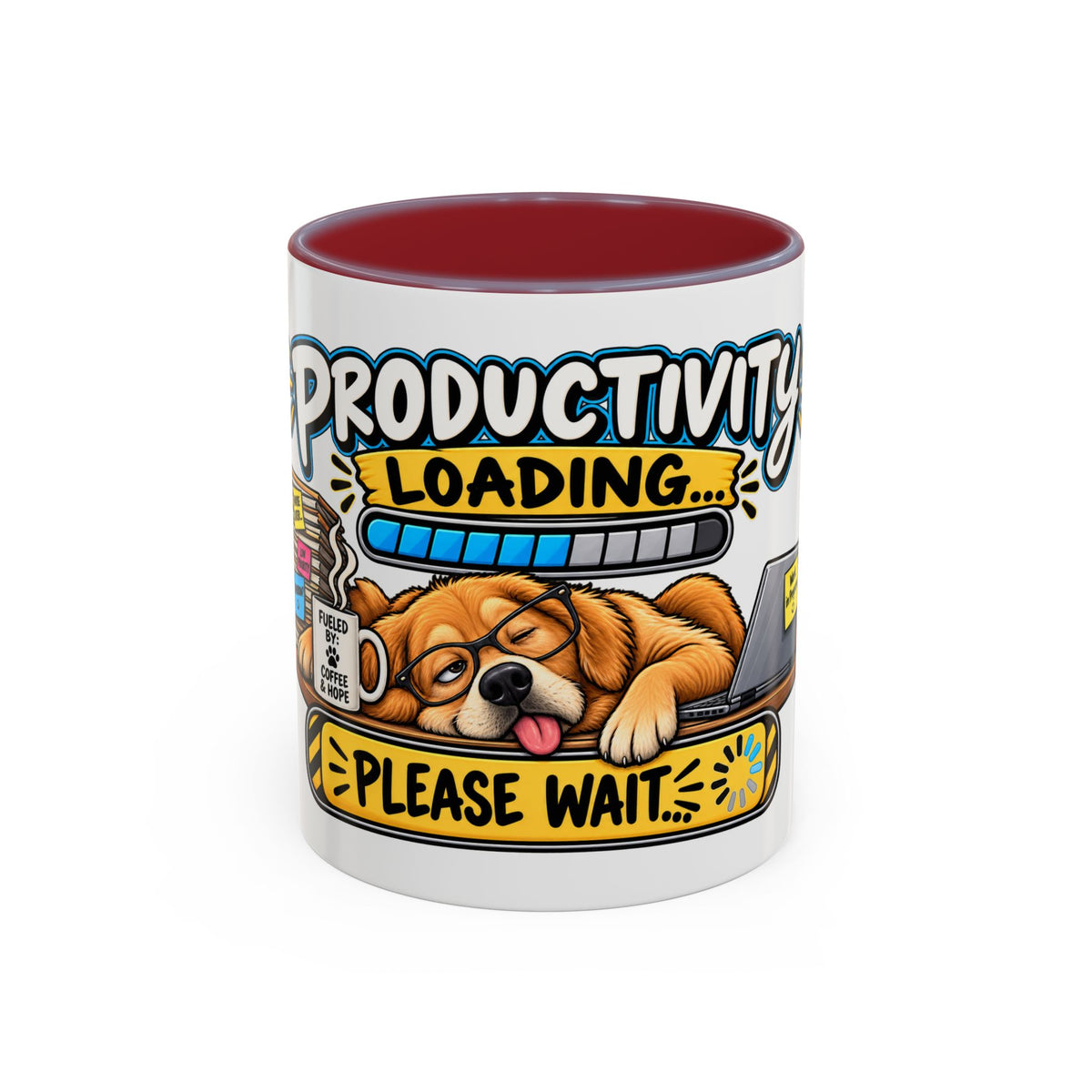 "Productivity Loading... Please Wait" Office Mug (11oz, 15oz) — Maroon, 11oz | The ClawMark Store