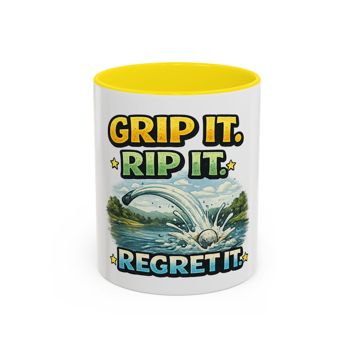 Grip It, Rip It, Regret It — Golf Coffee Mug (11oz, 15oz) — 11oz, Yellow | The ClawMark Store