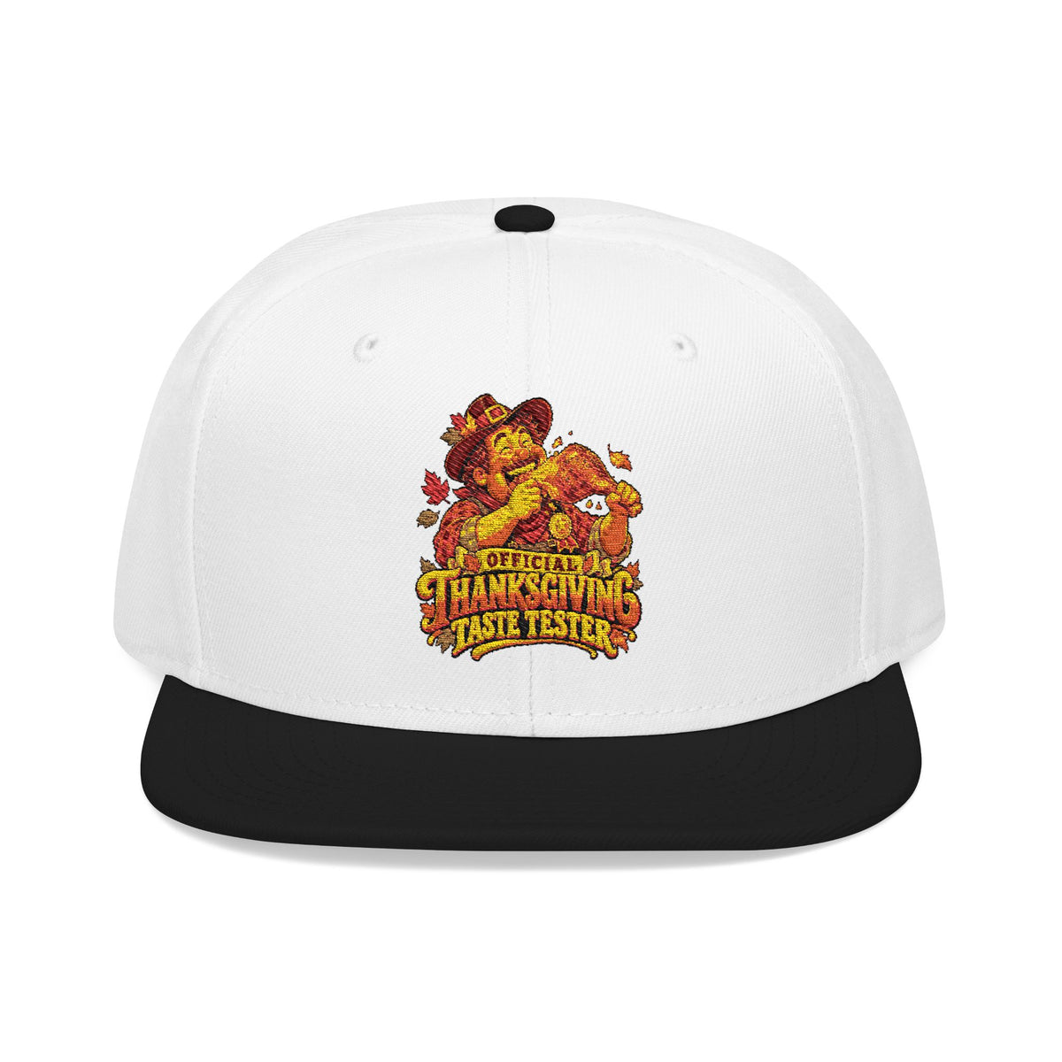Flame Patch Snapback Hat — Embroidered Fiery Logo Flat Brim Cap