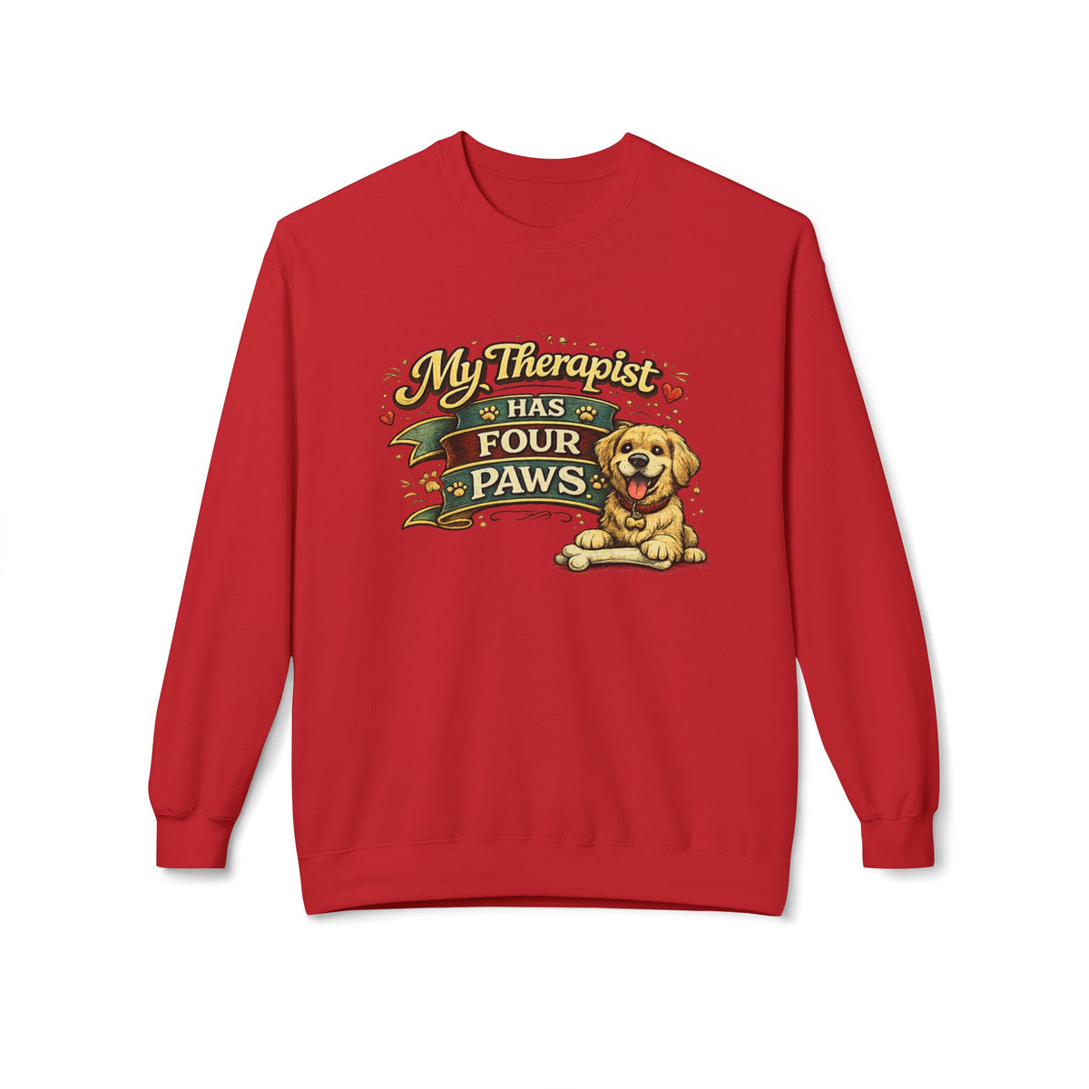 My Therapist Has Four Paws — Sweatshirt — Red, S | The ClawMark Store