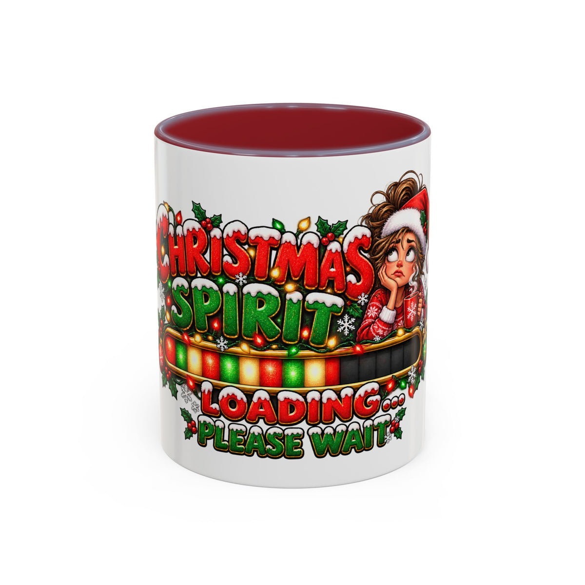 Christmas Spirit Loading Coffee Mug — Funny Holiday Accent Mug (11/15oz)