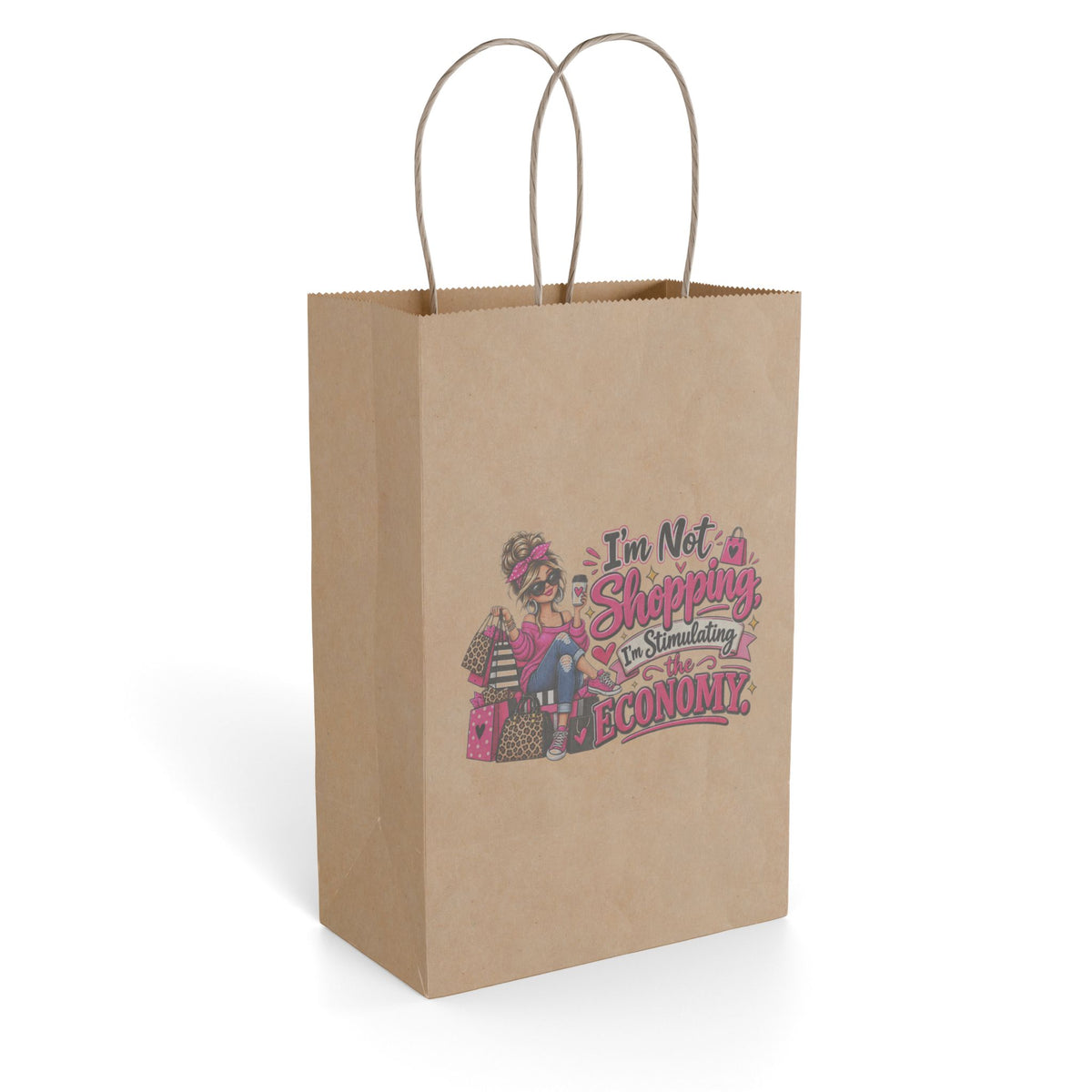 "I'm Not Shopping, I'm Stimulating the Economy" Gift Bag — 5.5'' x 8.375", Kraft, Paper | The ClawMark Store