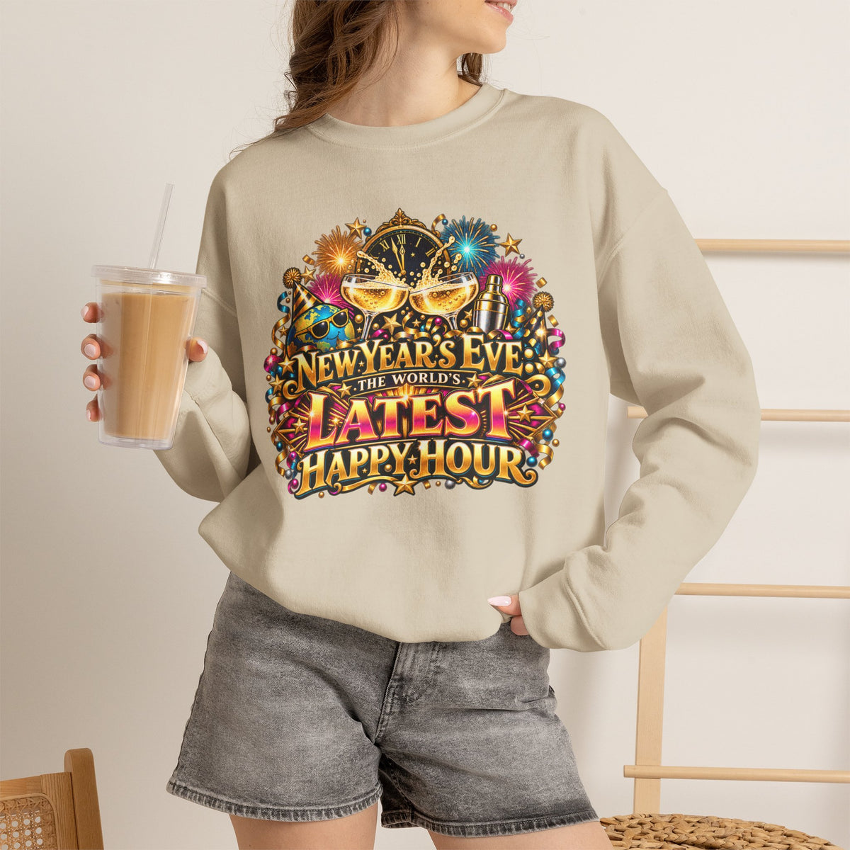 New Year’s Eve "Latest Happy Hour" Crewneck Sweatshirt