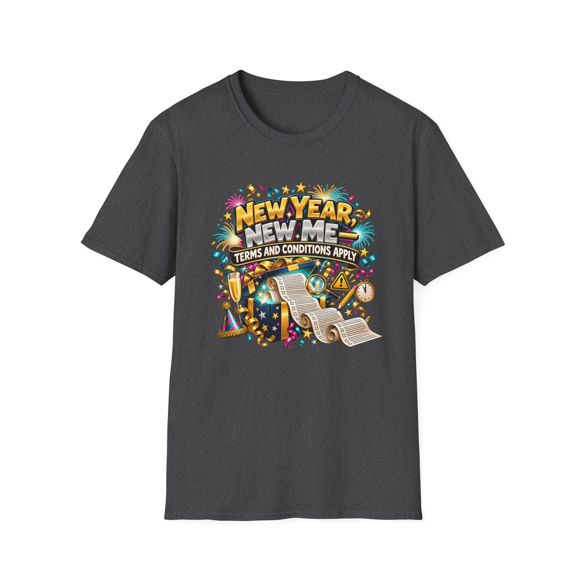 New Year, New Me T-Shirt — "Terms and Conditions Apply" Funny NYE Graphic Tee