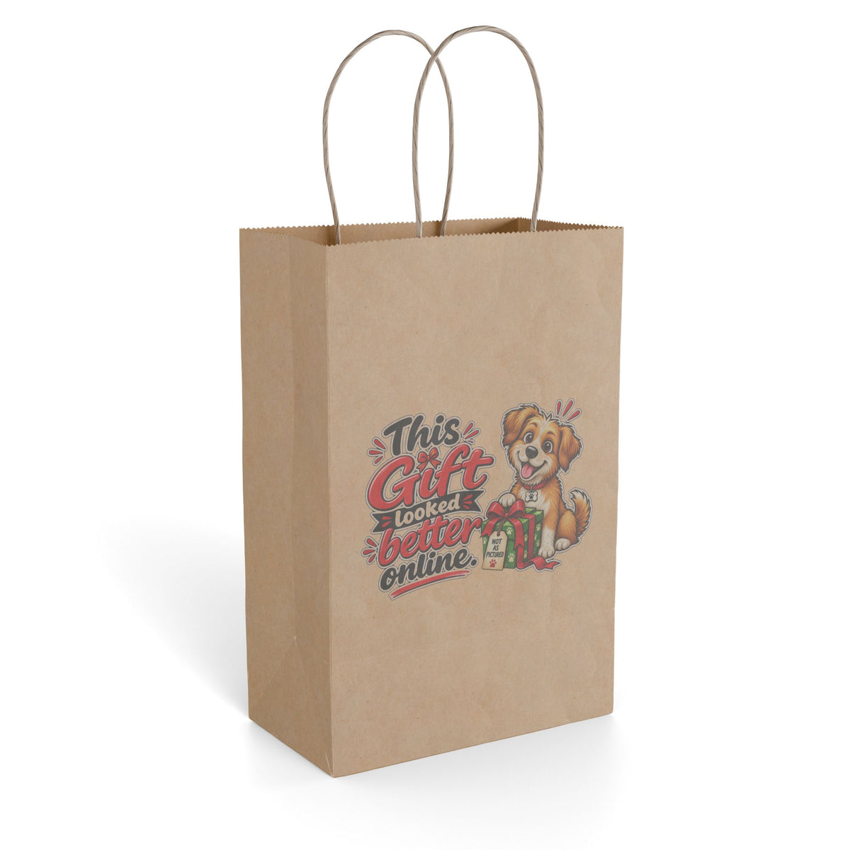 "This Gift Looked Better Online" Gift Bag — 5.5'' x 8.375", Kraft, Paper | The ClawMark Store