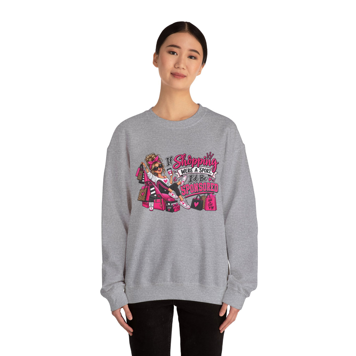 "If Shopping Were a Sport I'd Be Sponsored" Sweatshirt — product photo 2 | The ClawMark Store