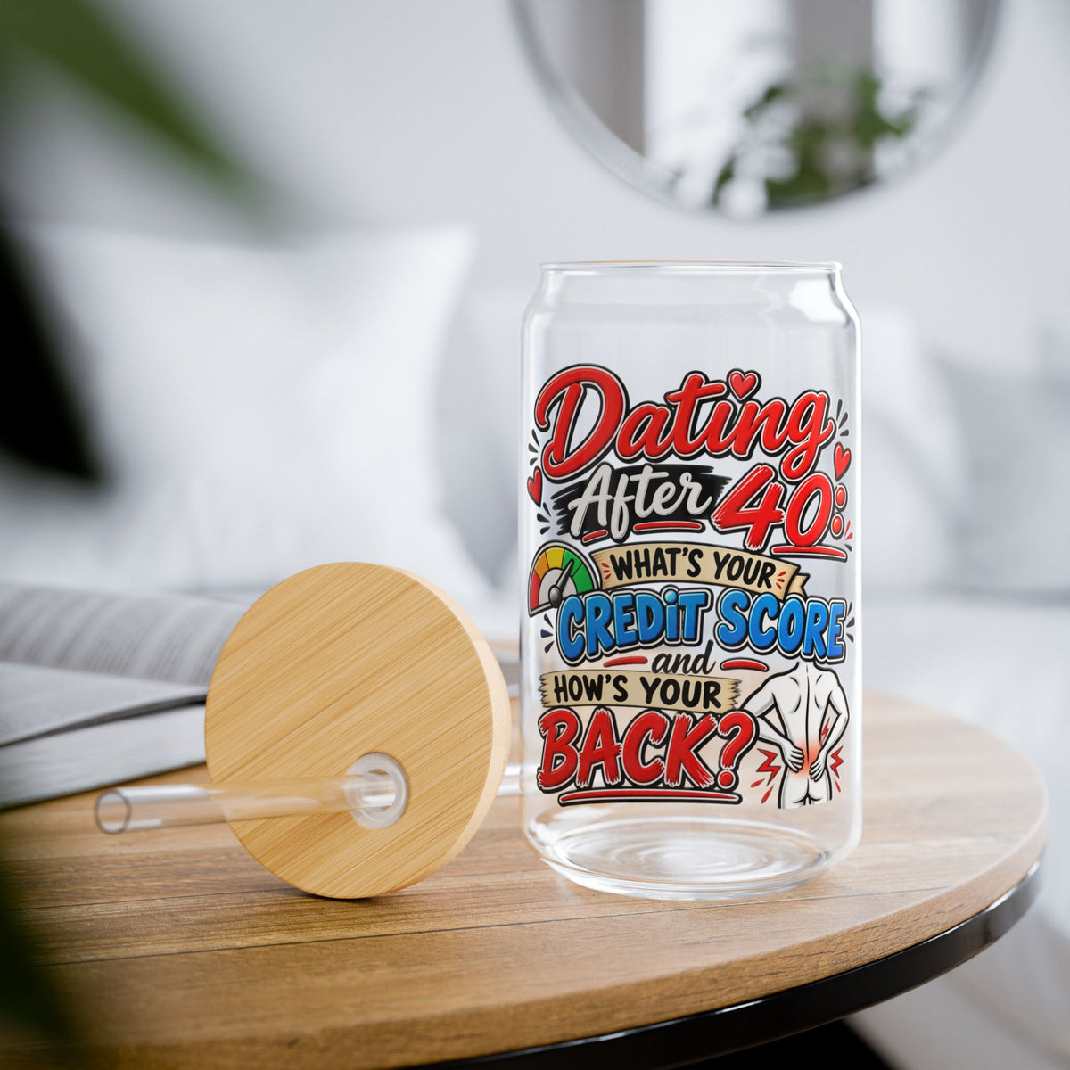 "Dating After 40" 16oz Sipper Glass — product photo 4 | The ClawMark Store