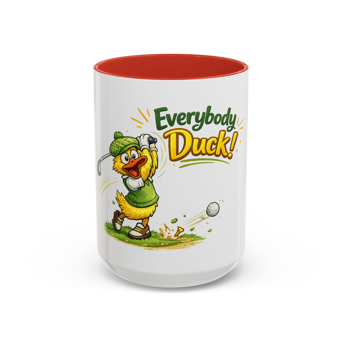 Everybody Duck! Golf Duck Accent Coffee Mug (11/15oz) — 15oz, Red | The ClawMark Store