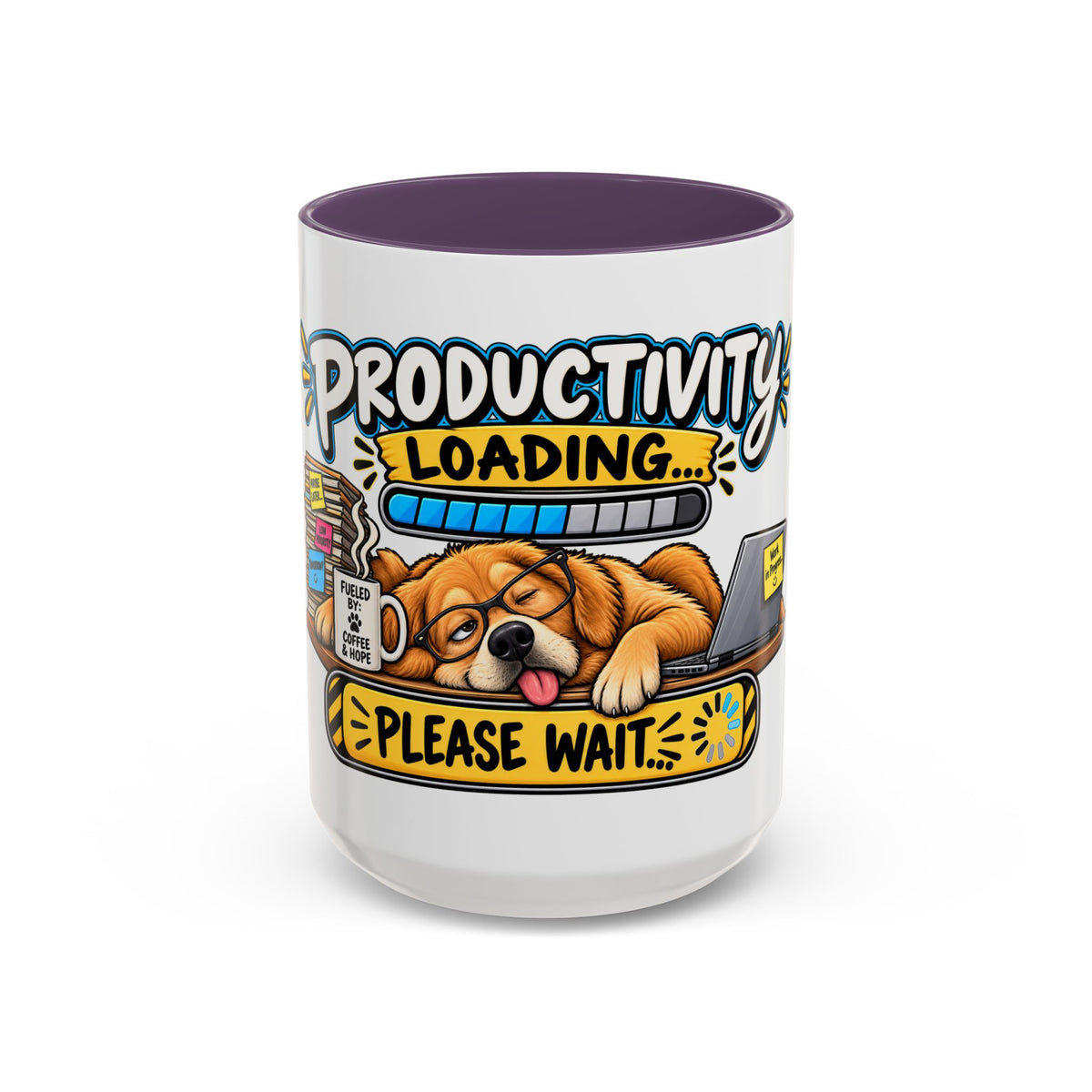 "Productivity Loading... Please Wait" Office Mug (11oz, 15oz) — Purple, 15oz | The ClawMark Store