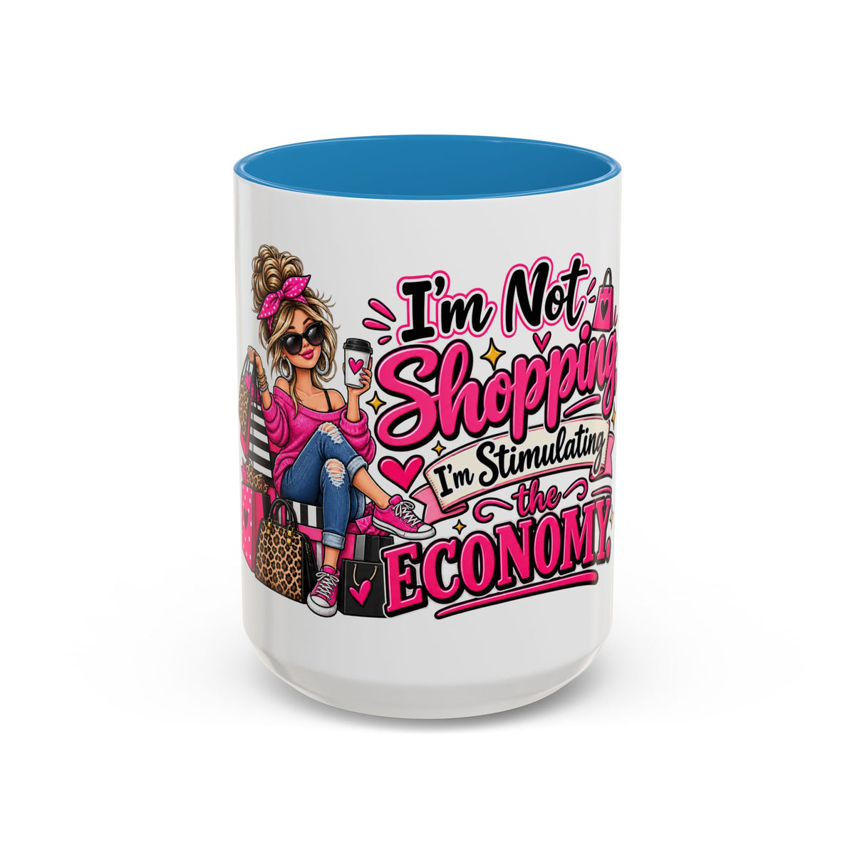 "I'm Not Shopping, I'm Stimulating the Economy" Mug (11oz, 15oz) — Blue, 15oz | The ClawMark Store