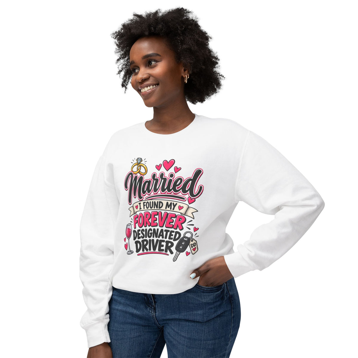 Married — I Found My Forever Designated Driver Crewneck Sweatshirt — product photo 1 | The ClawMark Store